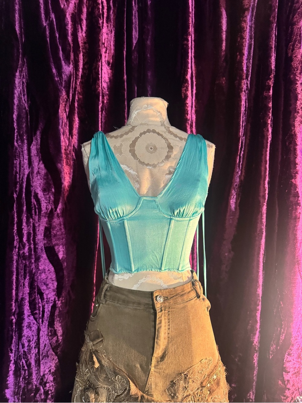 Women's Teal Mermaid Corset Tank Top
